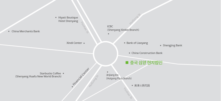 중국 심양 현지법인 지도